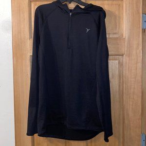 MENS Old Navy Athletic Wear Hooded Long Sleeve Quarter Zip Black Medium